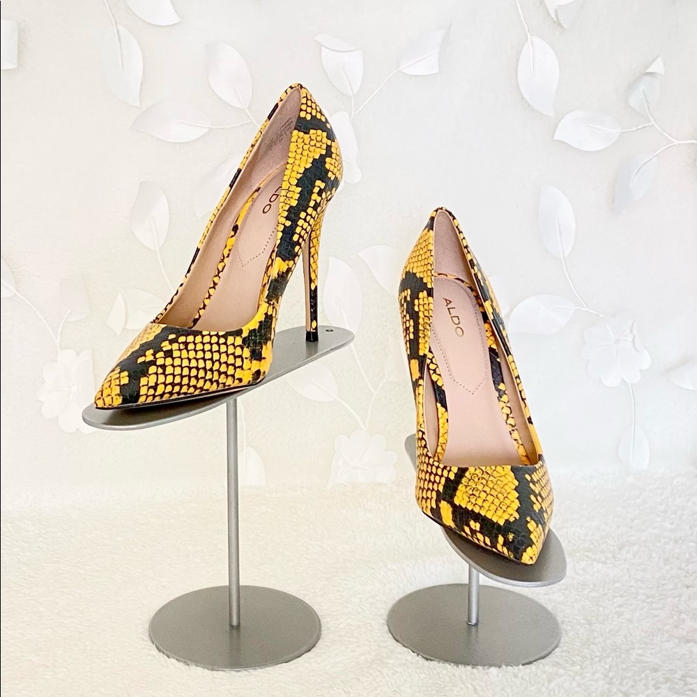 Aldo Stessy Black/Yellow Snakeskin Stiletto Heels